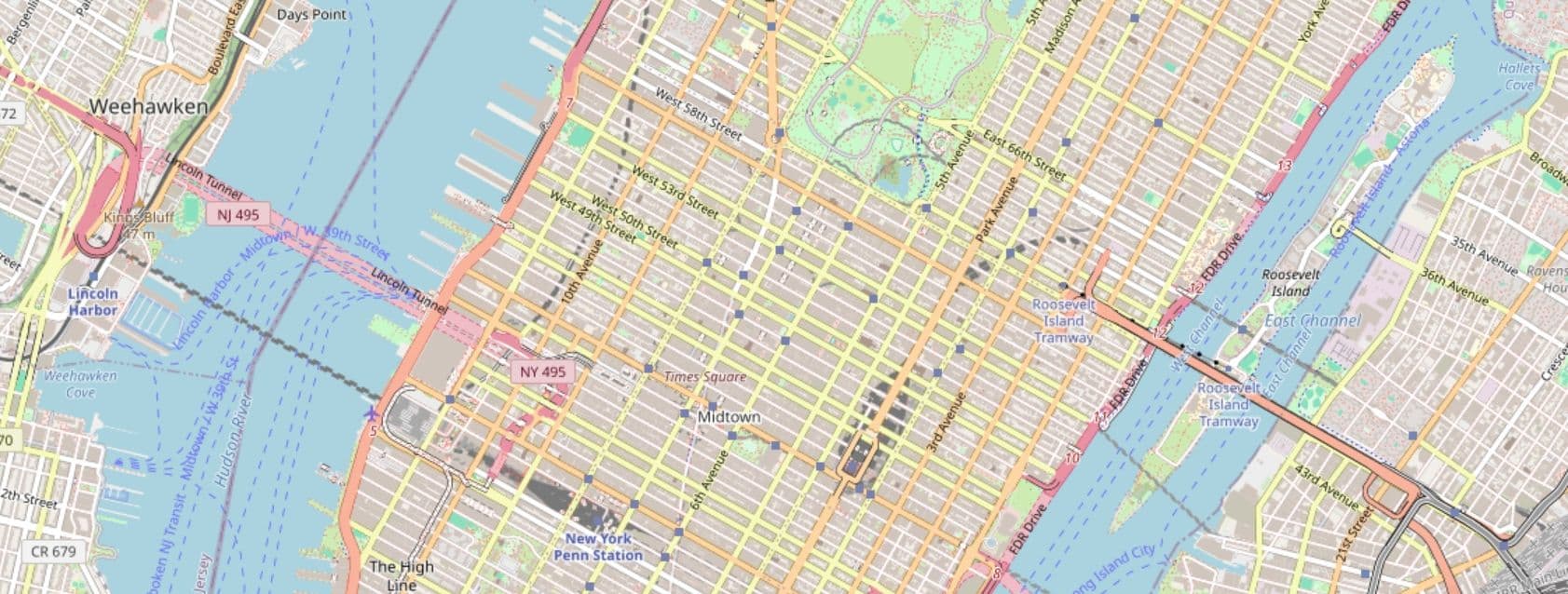 Sud de Manhattan, OpenStreetMap